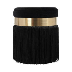 Vicenza Velvet Ottoman - Black