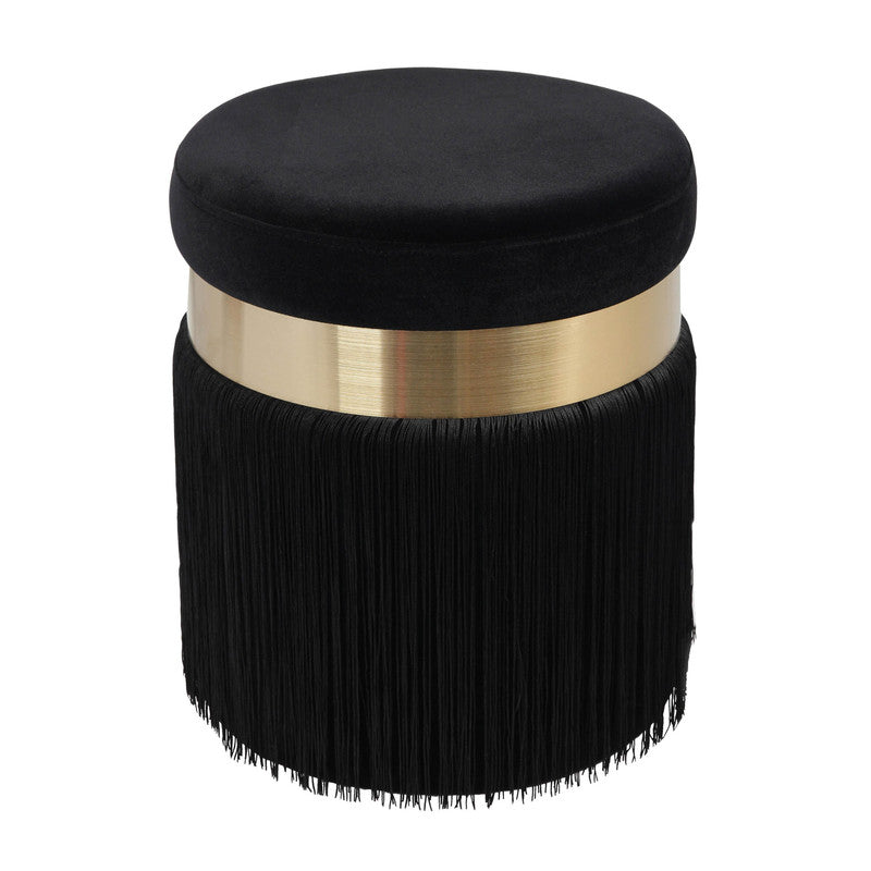 Vicenza Velvet Ottoman - Black
