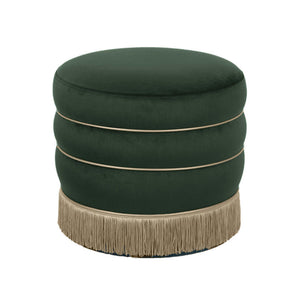 Padua Velvet Ottoman - Green