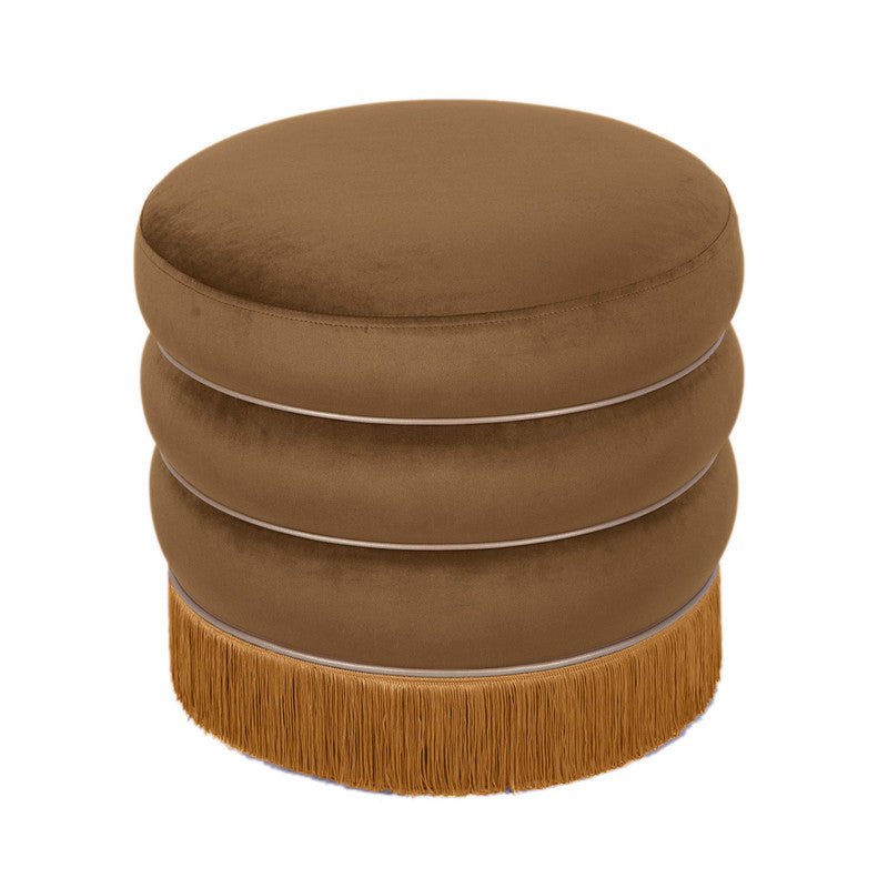 Padua Velvet Ottoman - Chocolate