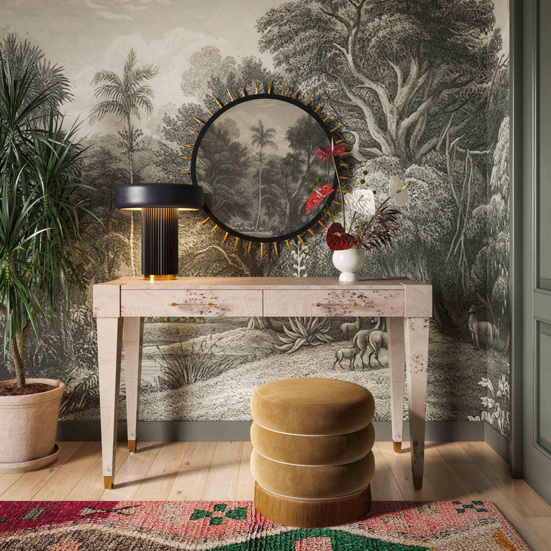 Padua Velvet Ottoman - Chocolate