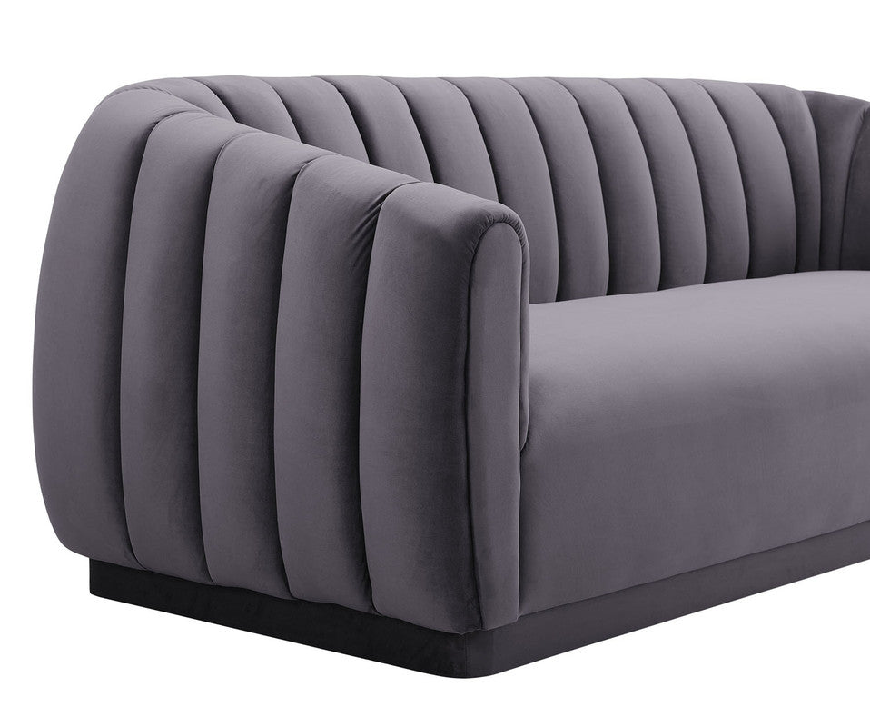 Lembede Velvet Sofa  - Grey