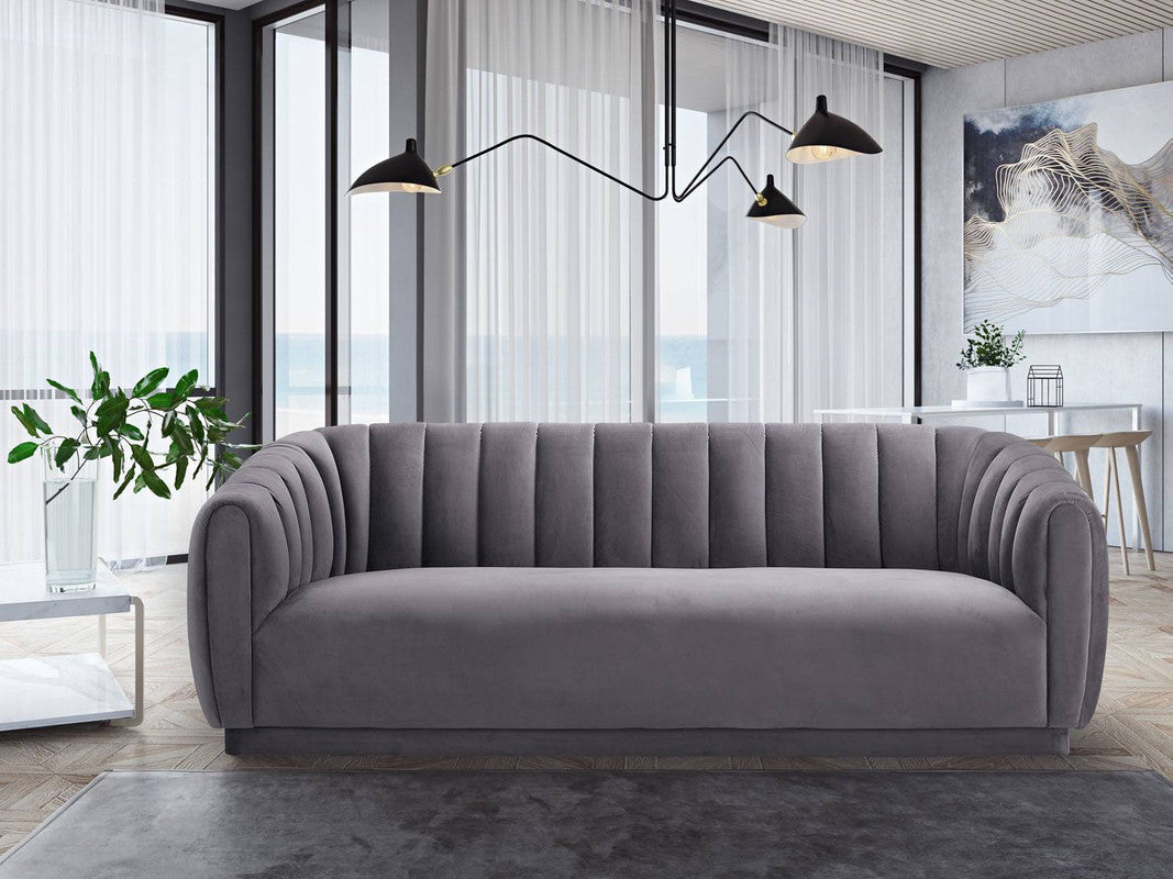 Lembede Velvet Sofa  - Grey