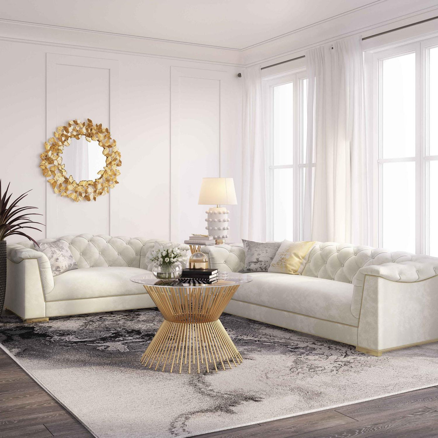 Corlett Velvet Loveseat - Cream