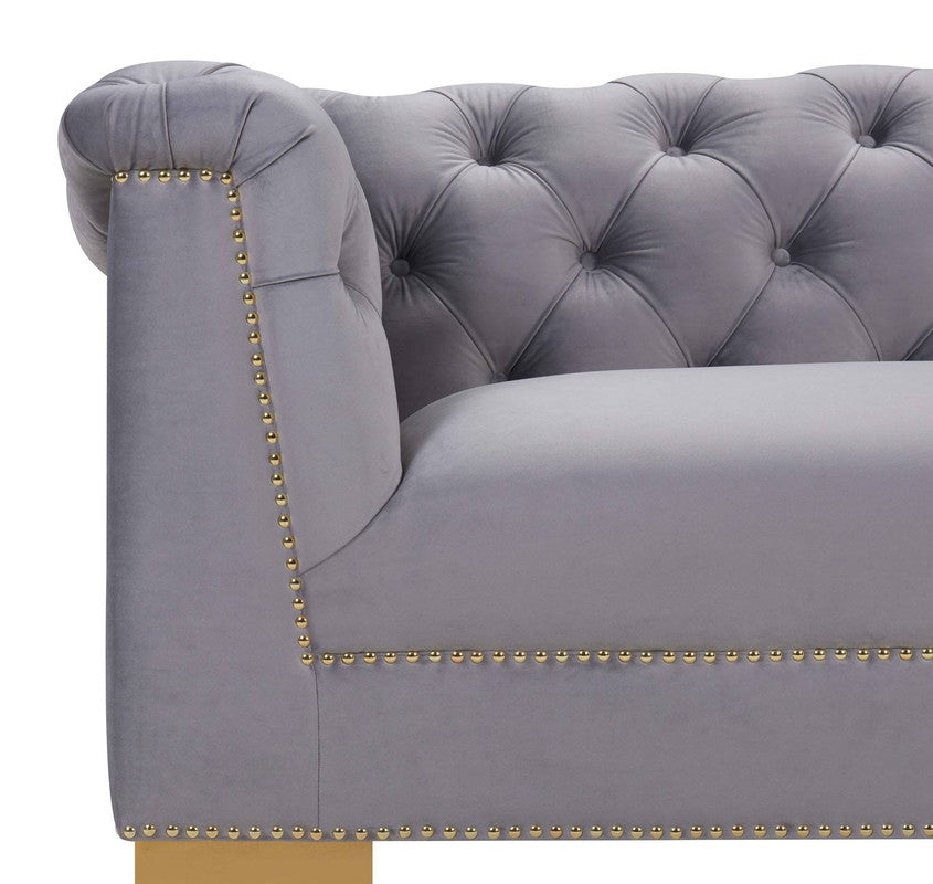 Corlett Velvet Sofa - Grey