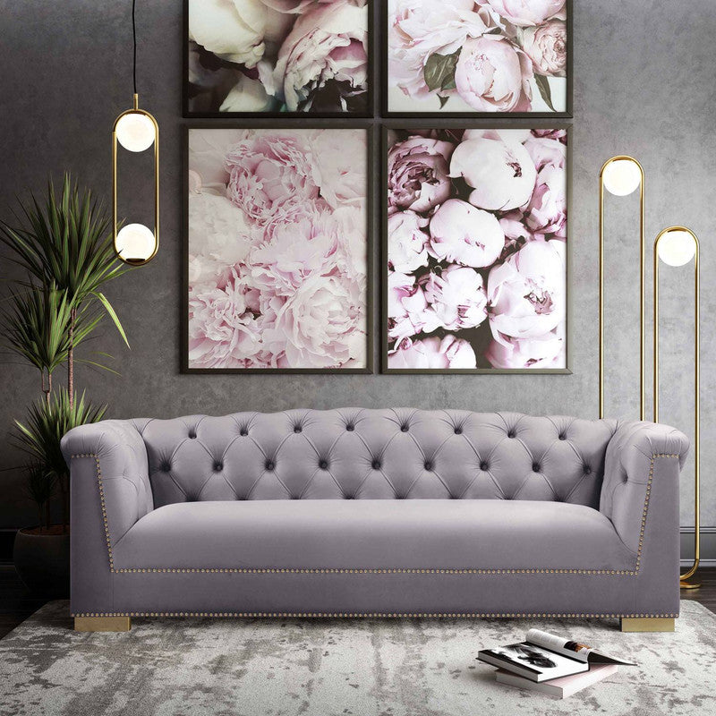 Corlett Velvet Sofa - Grey