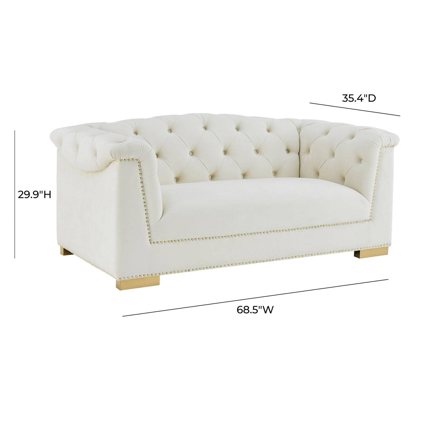 Corlett Velvet Loveseat - Cream