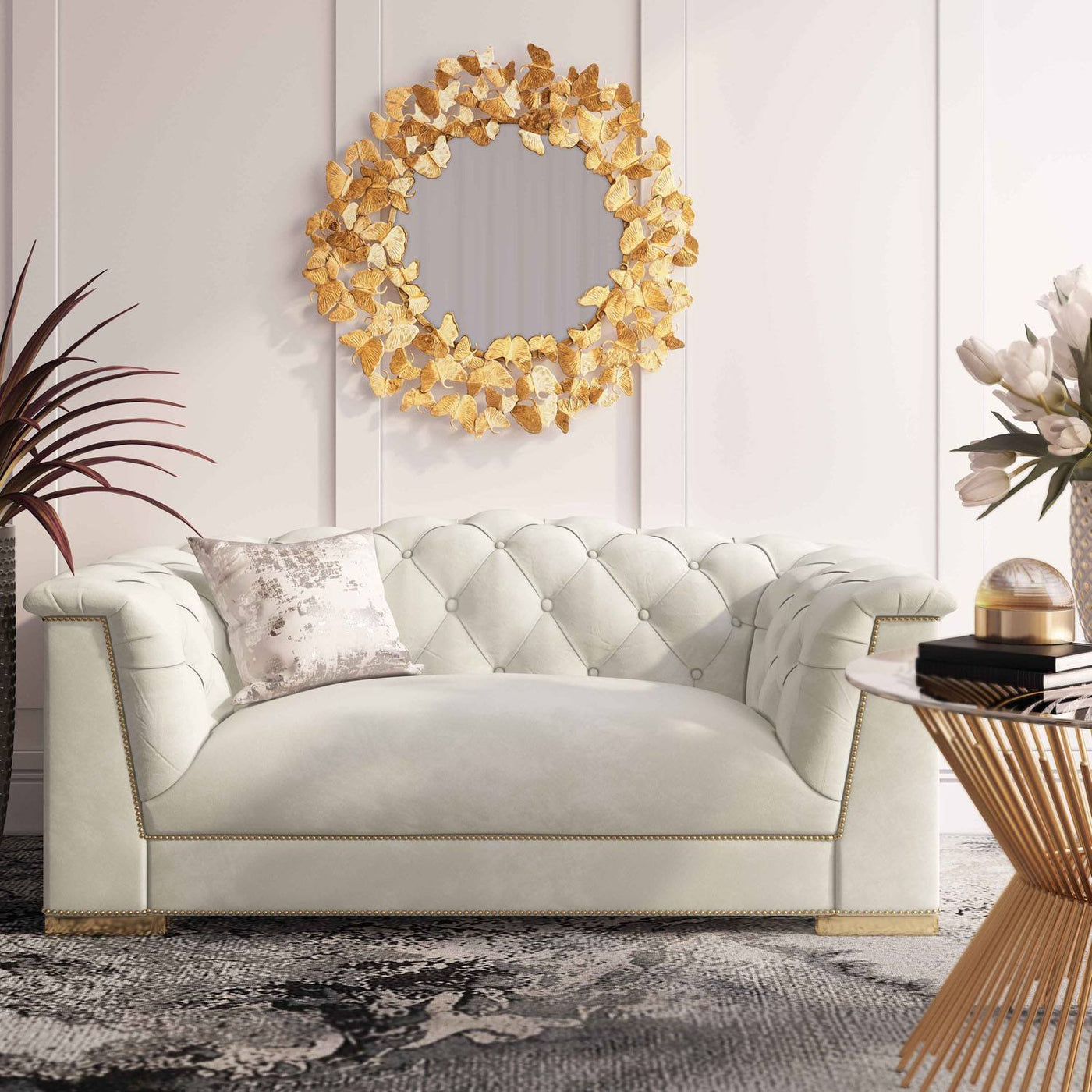 Corlett Velvet Loveseat - Cream