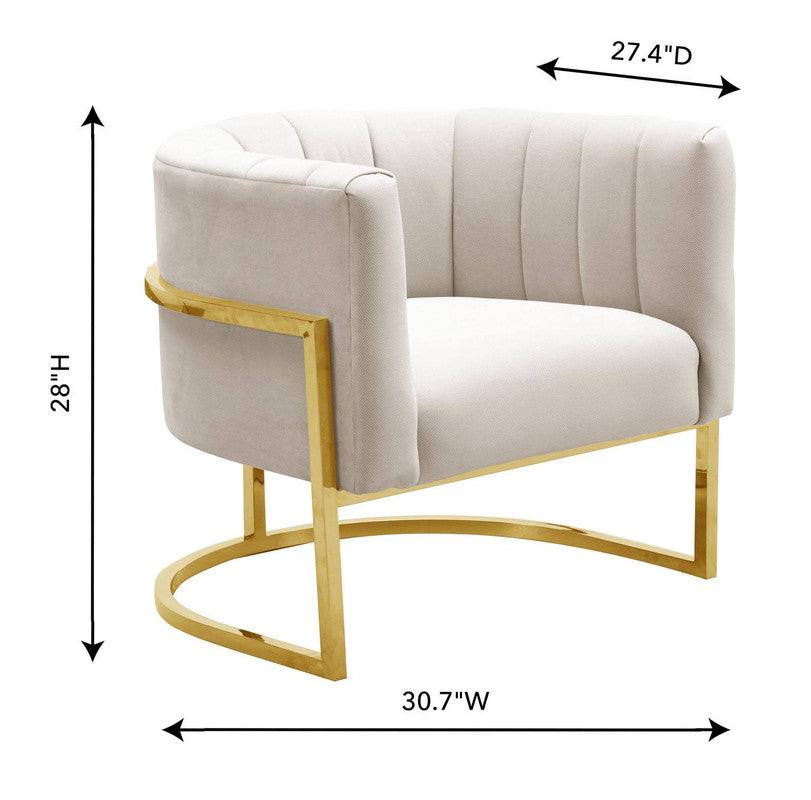 Indus Velvet Accent Chair - Cream/Gold