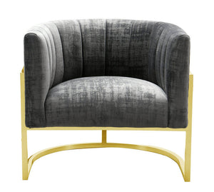 Indus Velvet Accent Chair - Grey/Gold