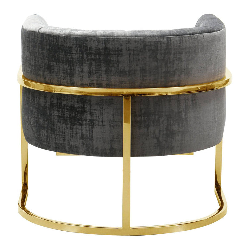 Indus Velvet Accent Chair - Grey/Gold