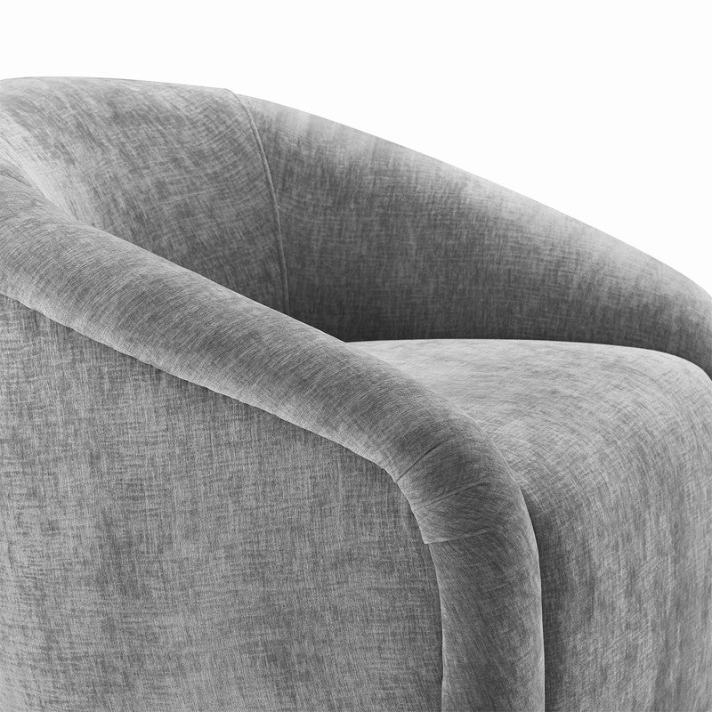 Zonda Velvet Chair/Ottoman Set - Grey