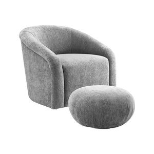 Zonda Velvet Chair/Ottoman Set - Grey