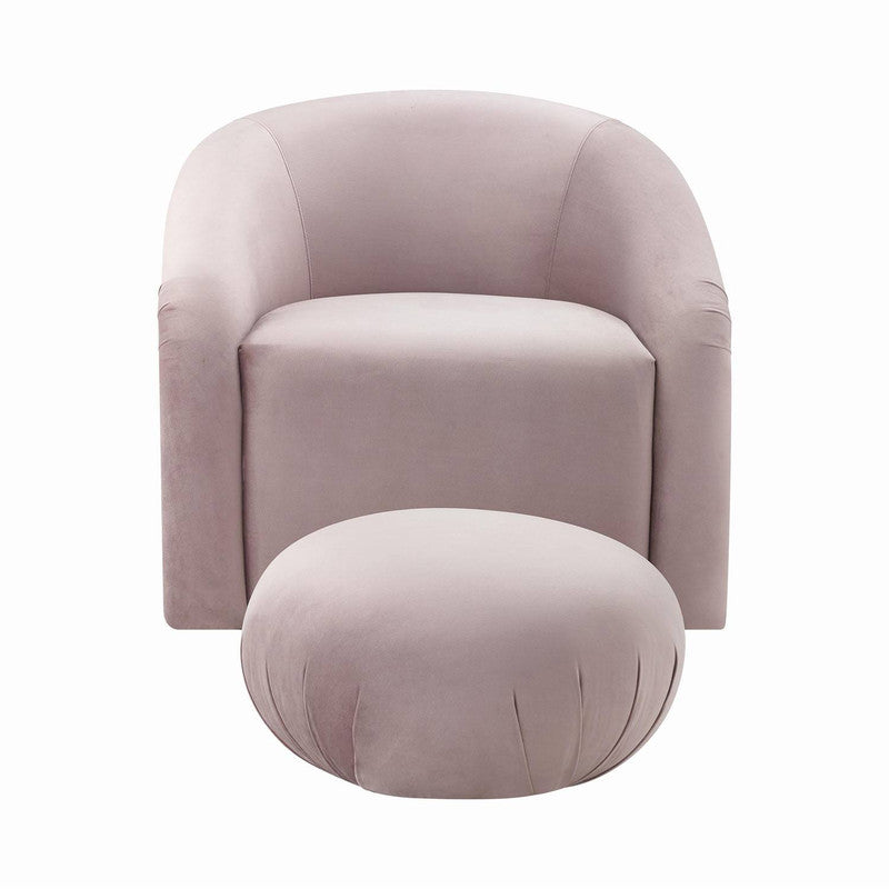 Zonda Velvet Chair/Ottoman Set - Pink