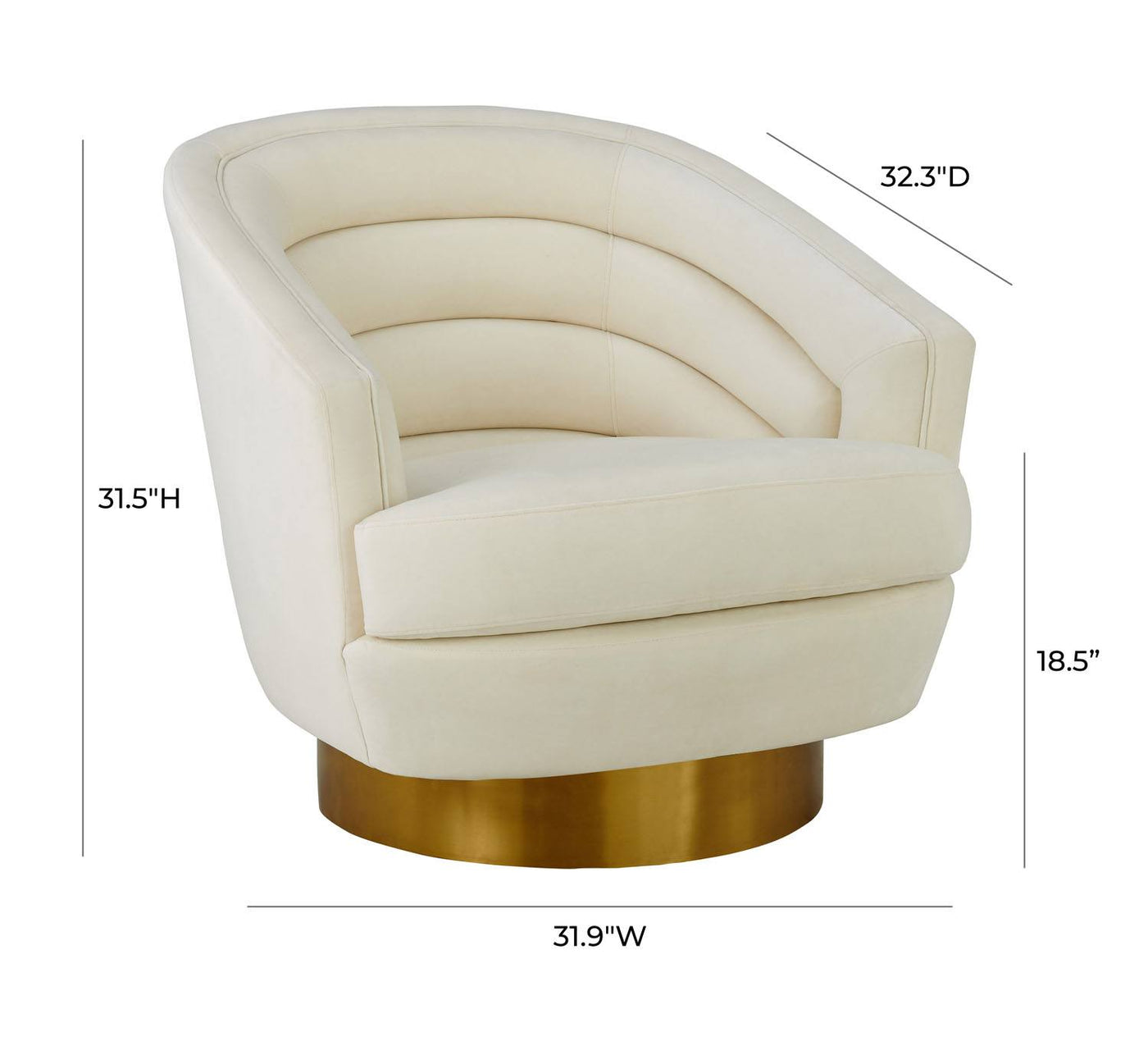 Berea Velvet Accent Chair - Cream