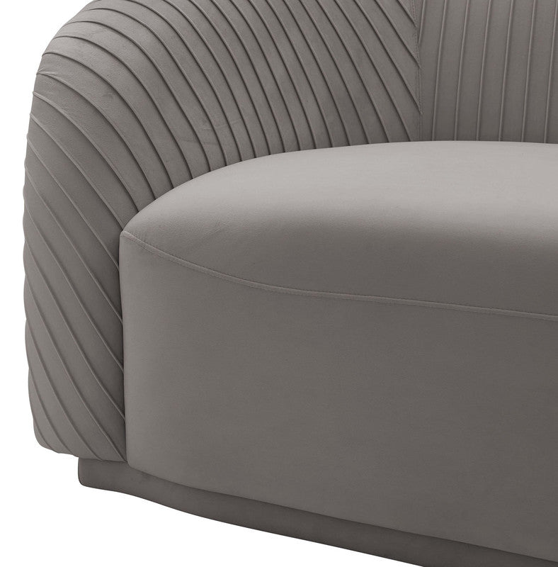 Vorset Pleated Velvet Sofa - Grey