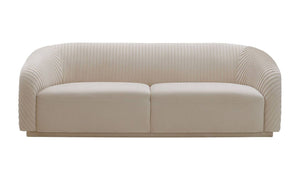 Vorset Pleated Velvet Sofa - Beige