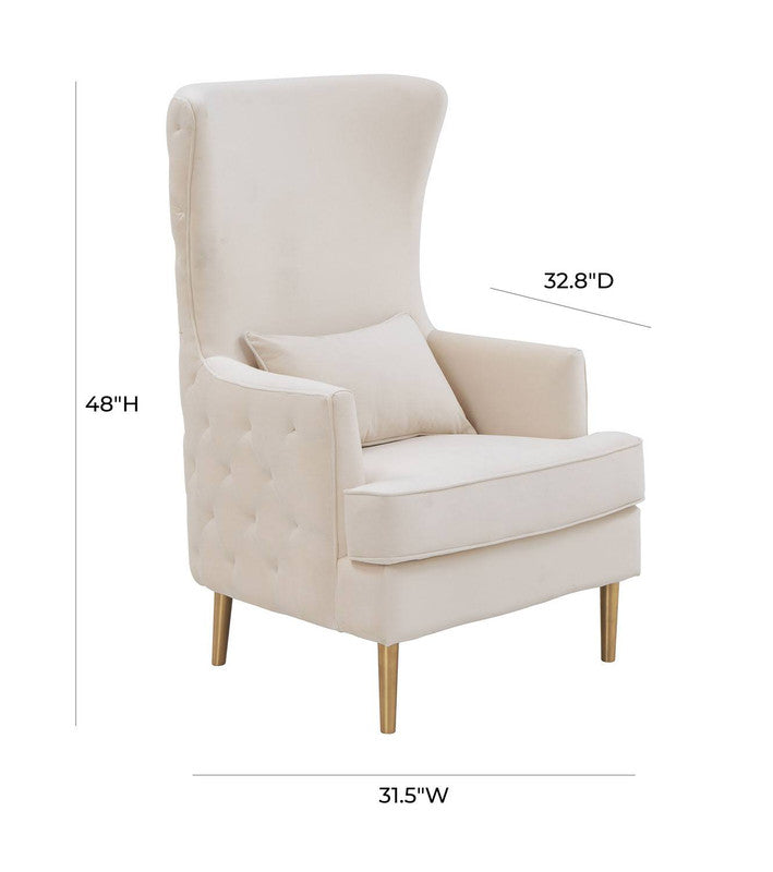 Killarney Velvet Accent Chair - Cream