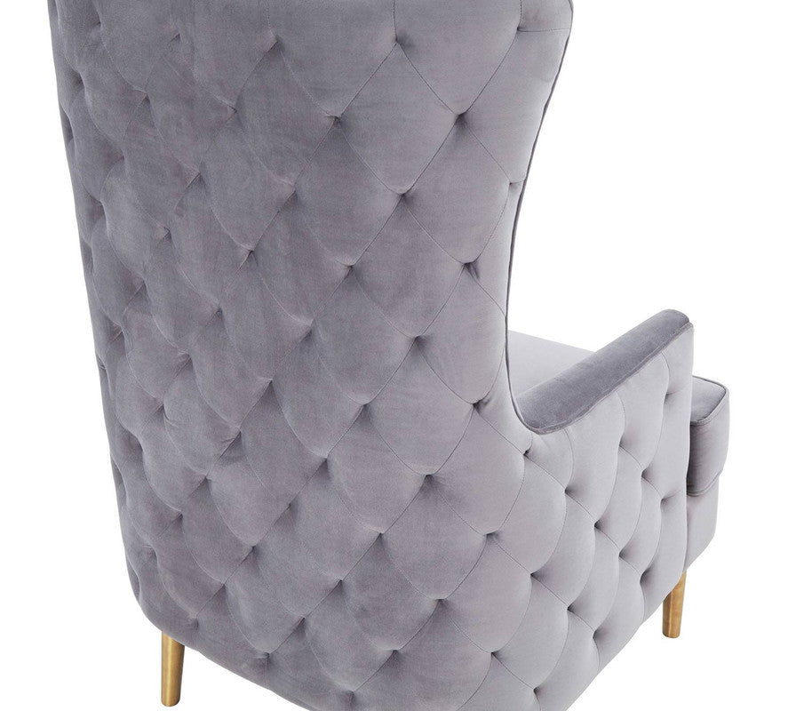 Killarney Velvet Accent Chair - Grey