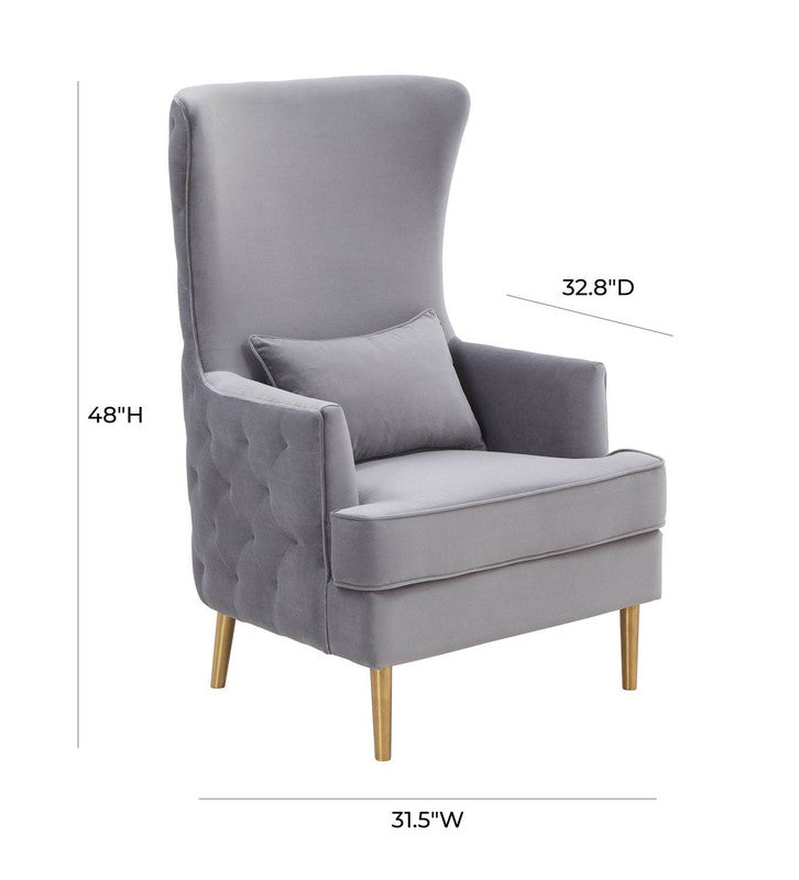 Killarney Velvet Accent Chair - Grey