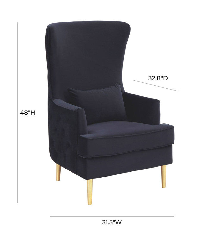 Killarney Velvet Accent Chair - Black