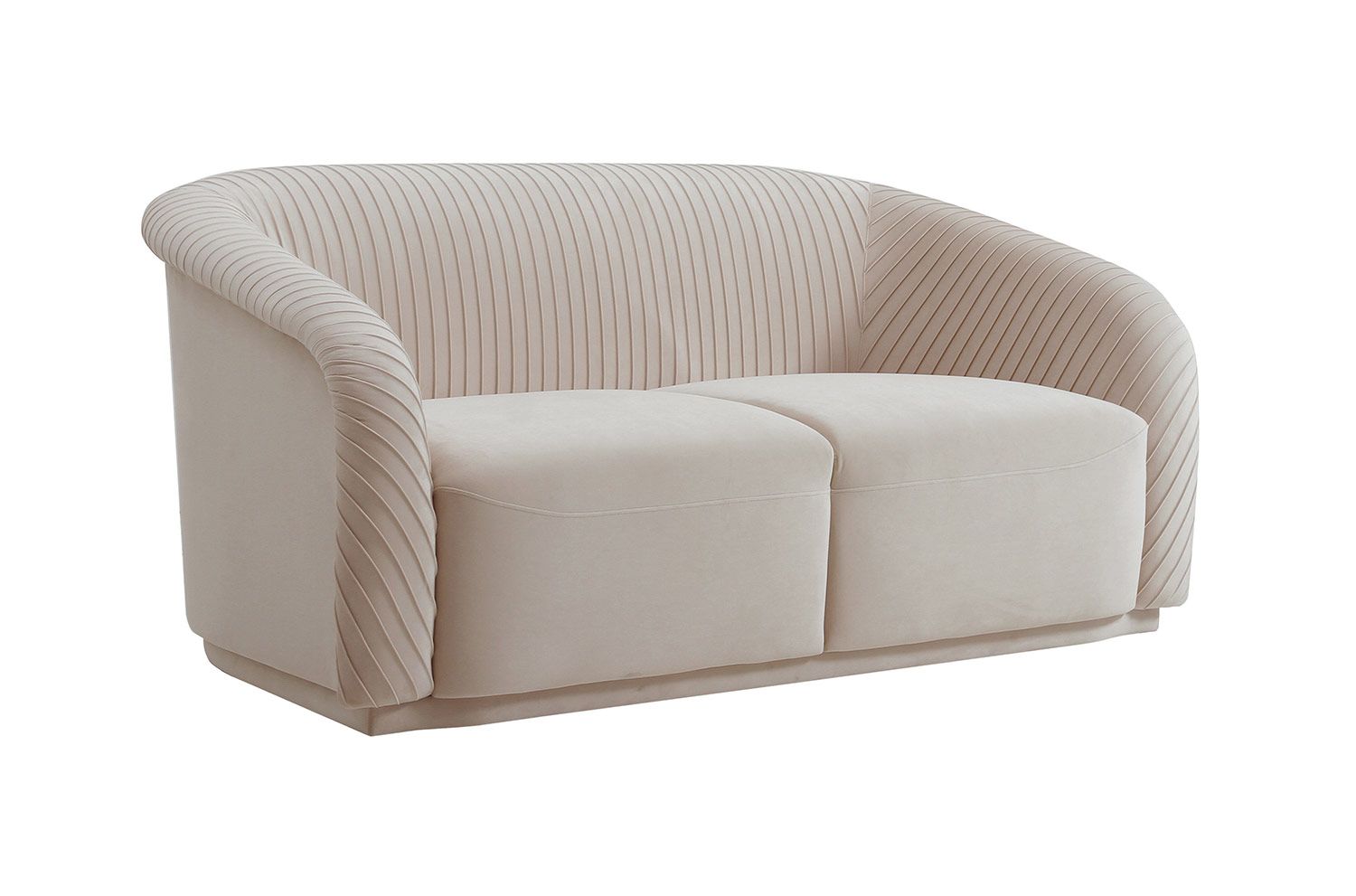 Vorset Pleated Velvet Loveseat - Beige