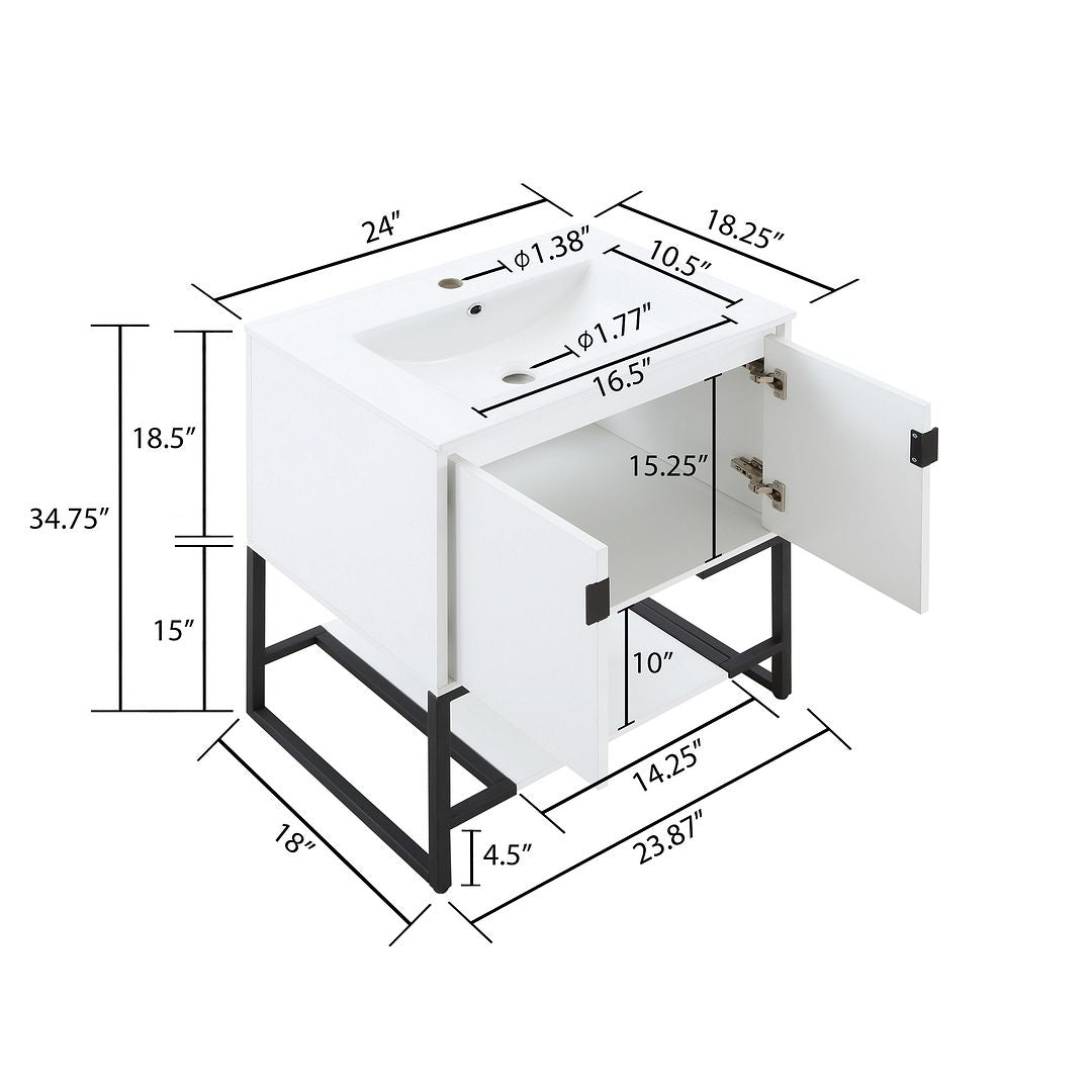 Dreslette 24" Vanity Sink - White