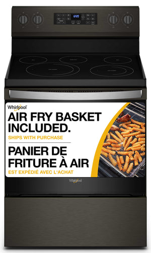Whirlpool Black Stainless 30" 5-in-1 Range with AirFry (5.3 Cu Ft) - YWFE550S0LV