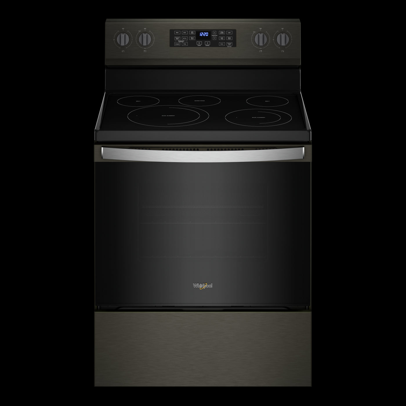 Whirlpool Black Stainless 30" 5-in-1 Range with AirFry (5.3 Cu Ft) - YWFE550S0LV