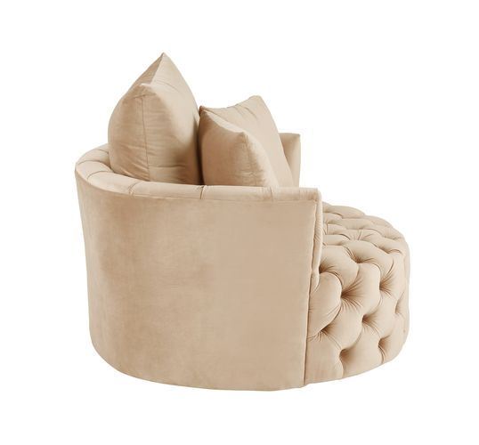 Eyrar Velvet Swivel Accent Chair - Beige