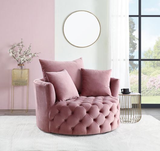Eyrar Velvet Swivel Accent Chair - Pink