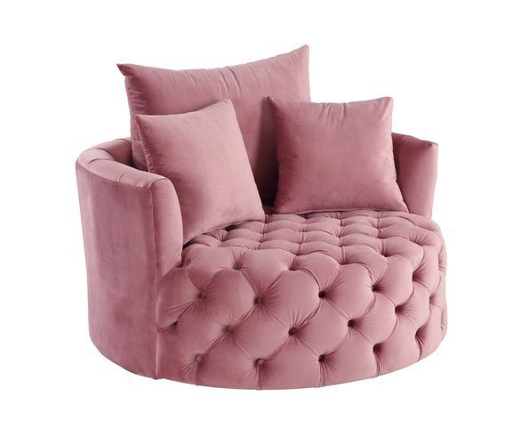 Eyrar Velvet Swivel Accent Chair - Pink