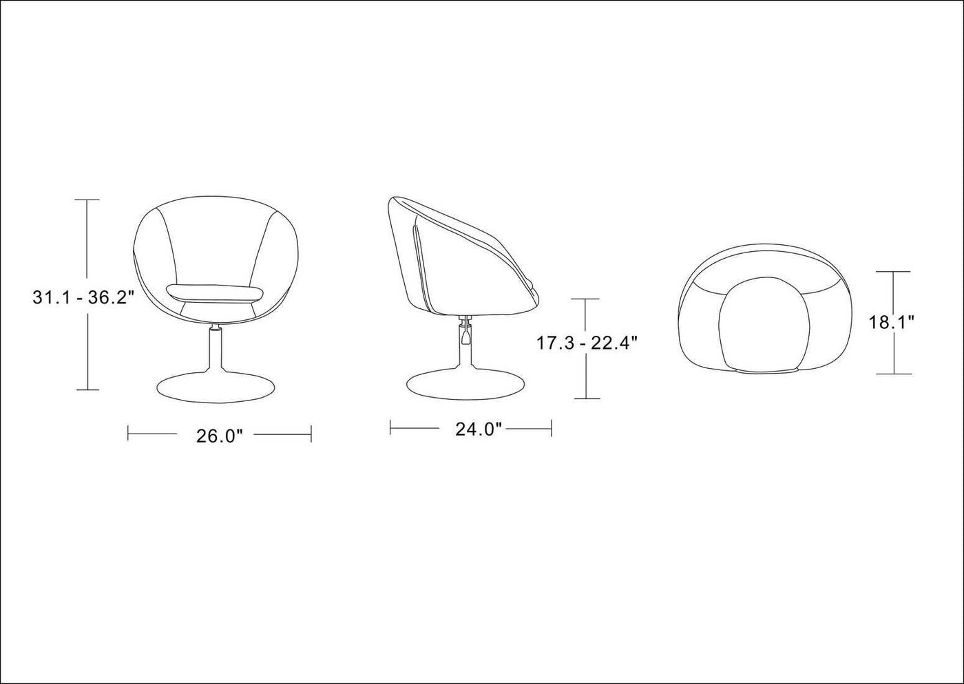 Hita Adjustable Height Swivel Chair - Orange