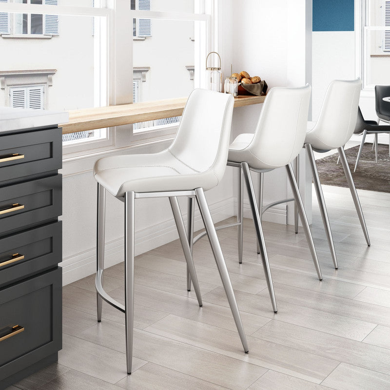 Teglberg Counter Height Stool - White/Silver - Set of 2