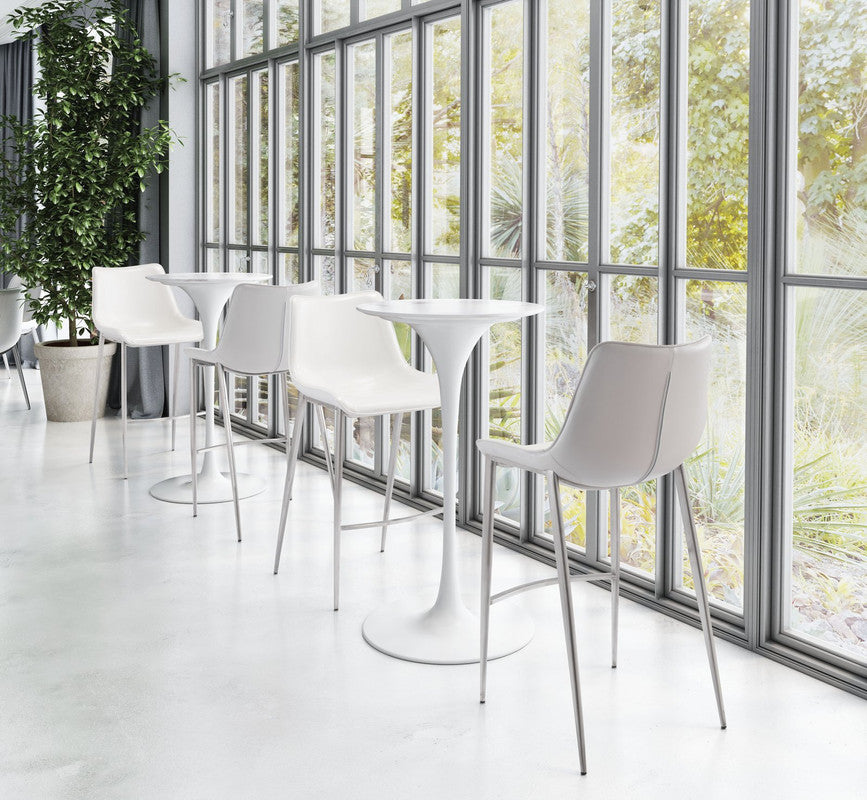 Teglberg Bar Height Stool - White/Silver - Set of 2