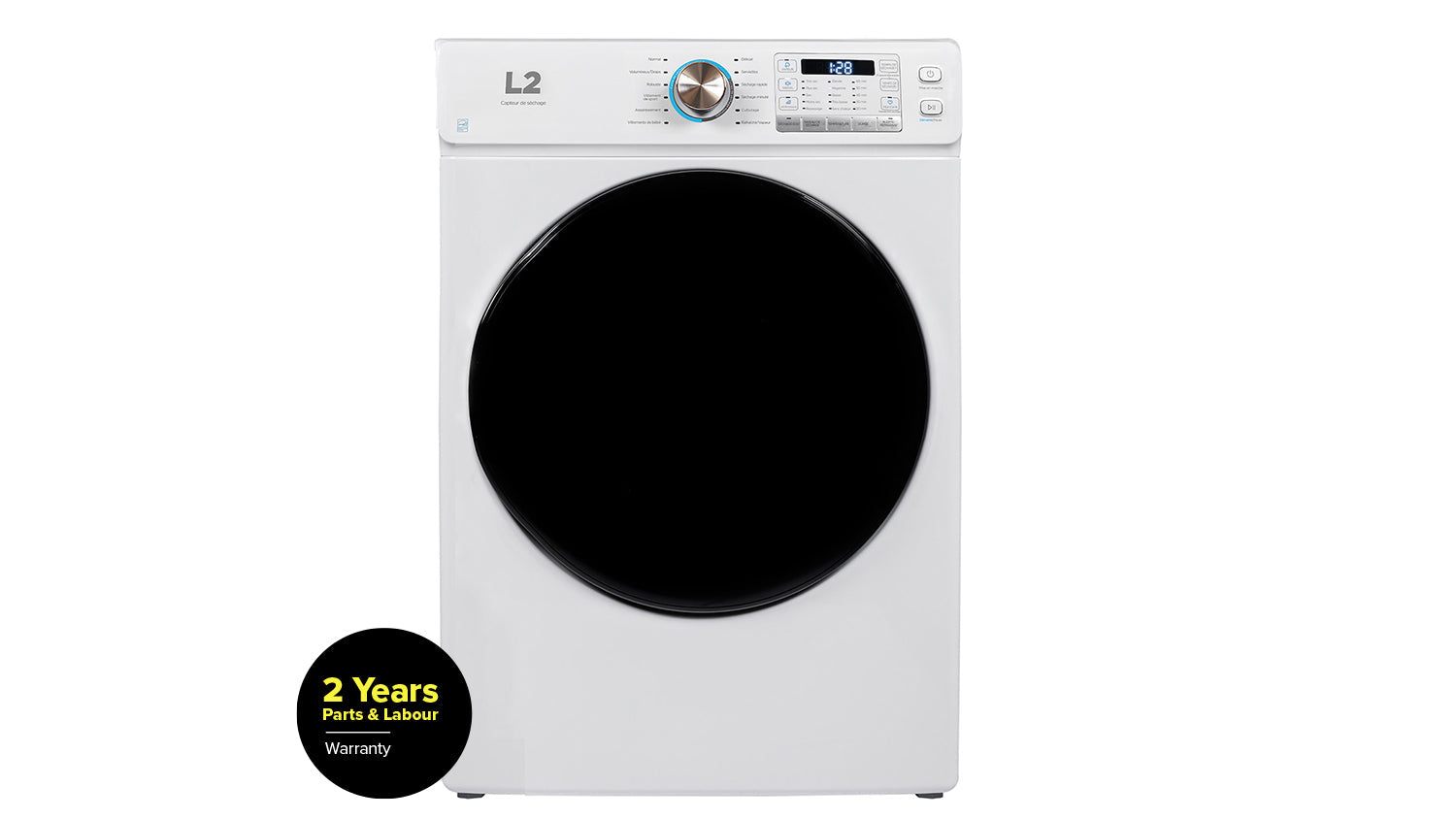 L2 White Electric Dryer with French Display (8.0 Cu. Ft) - LE52N3AWWFR--