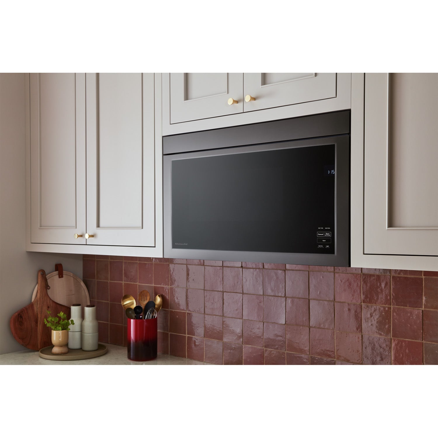 KitchenAid Black Stainless Over-the-Range Microwave (1.10 Cu Ft) - YKMMF330PBS
