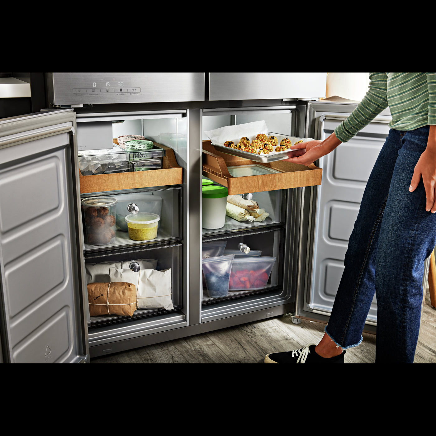 KitchenAid PrintShield™ Stainless Finish 4 Door Refrigerator (19.40 Cu Ft) - KRQC506MPS