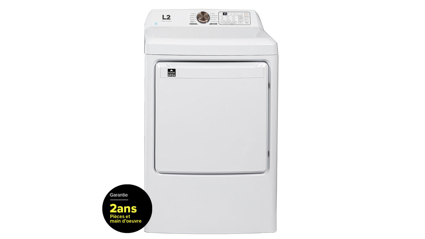 L2 White Electric Dryer with French Display (7.5 Cu. Ft) - LE52N1BWWCFR