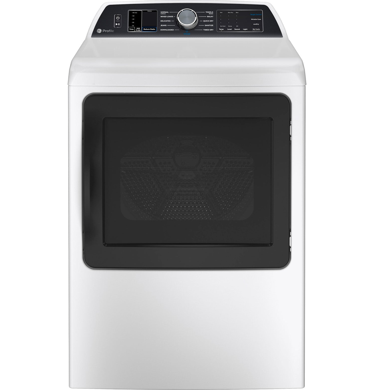 GE Profile White Electric Dryer with Sanitize Cycle (7.4 Cu. Ft) - PTD70EBMTWS