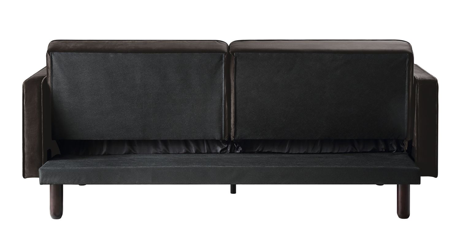 Bamble Adjustable Velvet Sofa Bed - Dark Brown