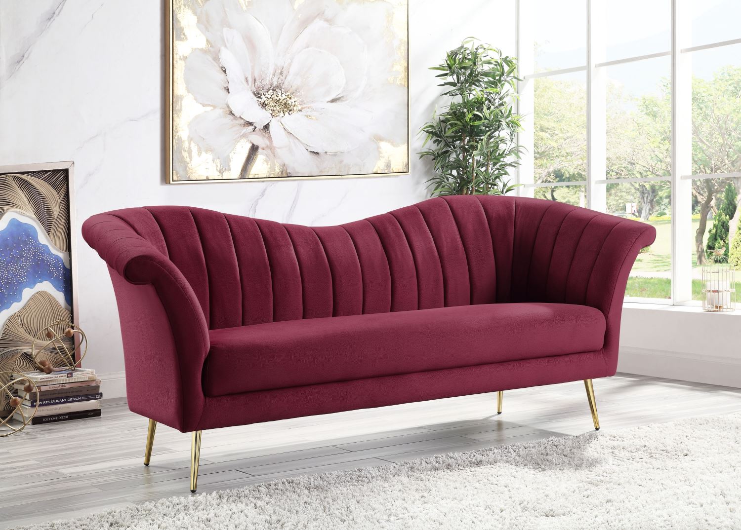 Taby Velvet Sofa - Red