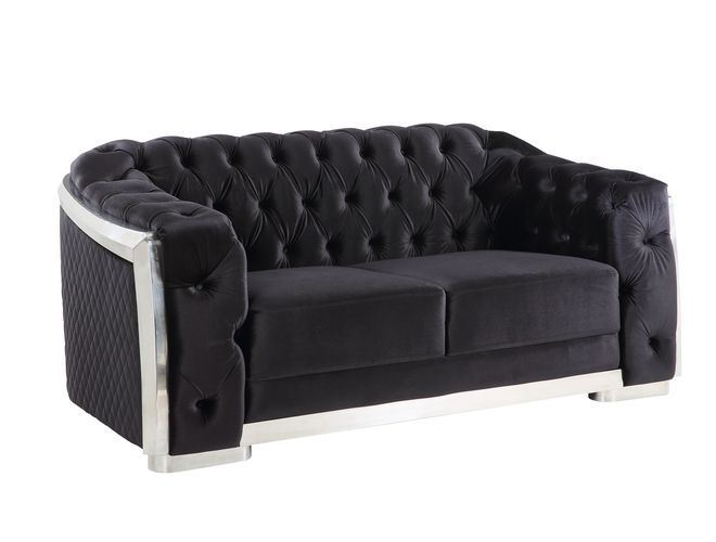 Katla Velvet Loveseat - Black