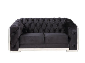 Katla Velvet Loveseat - Black