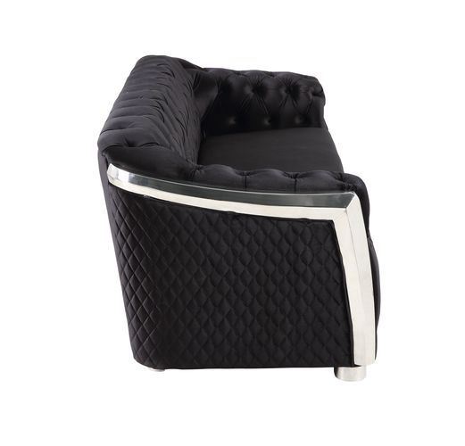 Katla Velvet Loveseat - Black