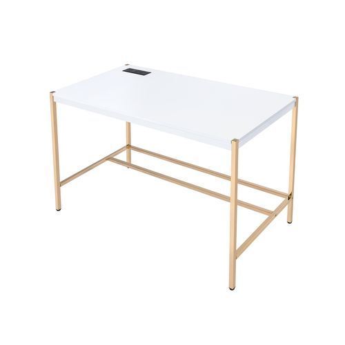 Loher Writing Desk with USB - White