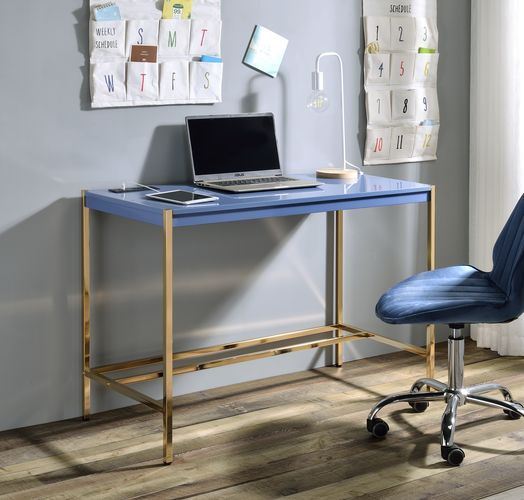 Loher Writing Desk with USB - Navy Blue