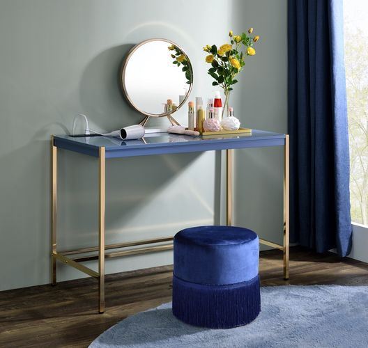 Loher Writing Desk with USB - Navy Blue