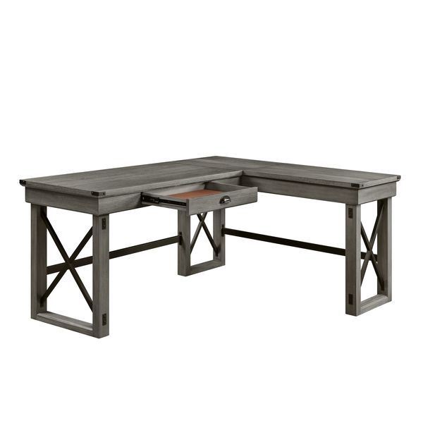 Eichstatt L-Shaped Desk with Lift Top - Grey Oak