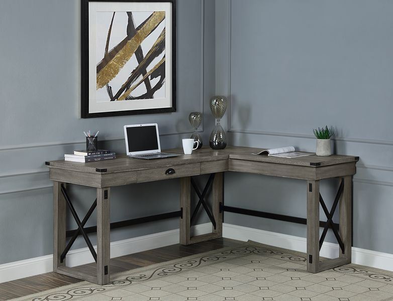 Eichstatt L-Shaped Desk with Lift Top - Grey Oak